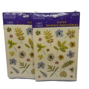 2pk Heartline Hallmark Pressed Flower Stickers Vintage 1997 USA